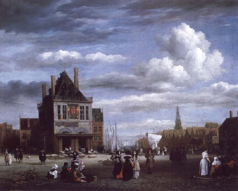 Jacob van Ruisdael The Dam with the weigh house at Amsterdam oil painting image